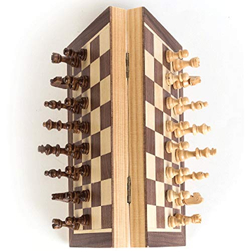 Chess Set Chess Wooden Wooden Checker Board Solid Wood Pieces Folding Chess Board High-End Puzzle Chess Game Chess Game Board Set (Color : Brown)