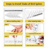 REMIAWY Bird Spikes for Pigeons Small Birds Cat, 30Feet Anti Bird Spikes Stainless Steel Bird Deterrent Spikes 28 Strips