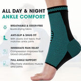 Modvel 2 Pack Ankle Brace Compression Sleeve | Injury Recovery, Joint Pain | FSA or HSA eligible | Achilles Tendon Support, Plantar Fasciitis Foot Socks with Arch Support