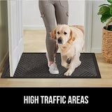 Gorilla Grip 100% Waterproof All-Season WeatherMax Doormat, 23x35, Durable Natural Rubber, Stain and Fade Resistant, Low Profile, Indoor Outdoor Door Mats, Easy Clean Patio Entrance Mat, Gray Diamond