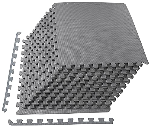 BalanceFrom Puzzle Exercise Mat with EVA Foam Interlocking Tiles for MMA, Exercise, Gymnastics and Home Gym Protective Flooring, 1/2" Thick, 48 Square Feet, Gray