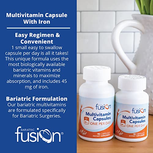 Bariatric Fusion One Per Day Bariatric Multivitamin with Iron | Easy to Swallow Capsule | Vitamin for Bariatric Surgery Patients | Gastric Bypass and Sleeve Gastrectomy | 90 Count | 3 Month Supply