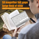 JMH Large Magnifying Glass with Light, 5X Folding Full-Page Lighted Magnifier 48LED Cold and Warm Light with 3 Modes, Folding Handheld and standing Illuminated Magnifier for Seniors Low Vision Reading