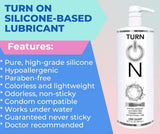 Turn On Silicone Based Sex Lube 32 Ounce Premium Personal Lubricant, Long Lasting for Condom Safe Vegan Ph-Balanced Hypoallergenic Glycerin & Paraben Free Intimacy, Water-Based Upgrade for Men & Women