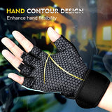 ihuan Breathable Weight Lifting Gloves: Fingerless Workout Gym Gloves Wrist Support Palm Protection Extra Grip for Fitness Rowing Pull-ups(Green, S)