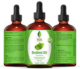 SVA Organics Brahmi Oil 4 Ounce Pure Bacopa Monnieri Cold Pressed Premium Therapeutic Grade Carrier Oil for Long and Strong Hair, Skin Care and Massage