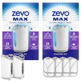 Zevo MAX Flying Insect Trap, Fly Trap Captures Houseflies, Fruit Flies, and Gnats (2 Plug-in Bases + 4 Cartridges)