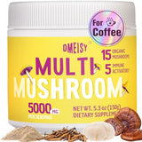 Mushroom Powder 5000mg, 20 in 1 Mushroom Supplement for Coffee & Smoothies - Lions Mane, Reishi, Cordyceps, Chaga, Turkey Tail & Herbs, Complex for Immunity, Energy, Memory, Focus & Longevity - 5.3oz