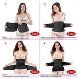 ChongErfei 2 in 1 Postpartum Belly Wrap Waist/Pelvis Belt C-Section Natural Birth Back Support Girdle Postpartum Recovery Belt (Black-3 straps, One Size)