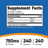 Nutricost L-Arginine L-Citrulline Complex 750mg, 240 Capsules - Non-GMO