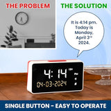 Talking Clock - Extra Loud Time and Date - for Elderly, Dementia, Hearing or Visually Impaired Seniors - Easy to Use Speaking Clock - Clear Neutral Male Voice