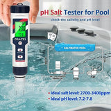 ORAPXI pH Salinity Tester 5 in 1 pH Salt TDS EC Temp Meter for Hydroponic System Saltwater Pool pH and PPM Meter Water Tester for Indoor Plant Grow, Hot Tub, Spa, Aquarium, Home Brewing