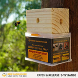 Bee Warehouse - Carpenter Bee Trap - Wood Boring Bee Trap - Unique Catch & Release Outdoor Carpenter Bee Trap - Includes Hanging Hardware & 5 Bee Dams