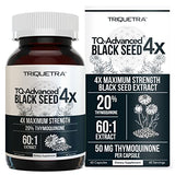 20% Thymoquinone Black Seed Oil Extract Capsules - TQ-Advanced 4X®: Highest Thymoquinone Concentration Available - 60:1 Concentrate from Nigella Sativa, Raw Form, Vegan, Glass Bottle (60 Capsules)