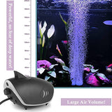 HITOP 6W Silent Aquarium Air Pump - 160GPH Large Air Volume Fish Aerator, Adjustable Oxygen Pump for Fish Tank up to 200 Gallon