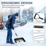 Ergonomic Large Snow Shovel for Driveway: 52-Inch Snow Shovel for Snow Removal Lightweight Portable Plastic Aluminum Blade Shovel for Garden, Car, Camping