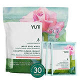 YUNI Beauty Large Body Wipes, Rose Cucumber, 30 Count, Biodegradable, Alcohol-Free, Suitable for Normal, Oily, Combination, Dry, Sensitive Skin