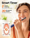 Bitvae Electric Toothbrush for Adults and Kids, ADA Accepted Ultrasonic Toothbrush with Rechargeable Power, Travel Ultrasonic Toothbrush with 8 Heads, Midnight Blue D2