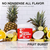 RAW Essential Pre-Workout Powder (Fruit Burst) - Chris Bumstead Sports Nutrition Supplement for Men & Women - Preworkout Energy Powder with Caffeine, L-Citrulline, L-Tyrosine, & Beta Alanine Blend