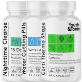 Sculpt Shred Cleanse Detox as 3x Action Diet Pills for Puffiness Belly Bloating & Loss of Waste, Energy & Metabolism with Corti-Thermo Shape + Water Pills + 15 Day Colon Cleanser | 120 capsules