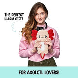 Axolotl Microwavable Unscented 1.5 lbs Heating Pad For Women And Kids- Cute Soft Cozy Pillow Plush Heatable Warm Stuffed Animals- Kawaii Hot And Cold Plushie Food Toy- Axolotl Gifts For Girls And Boys