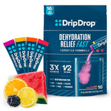 DripDrop Hydration - Electrolyte Powder Packets - Watermelon, Berry, Orange, Lemon - 16 Count