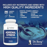 Dr. Berg’s Adrenal Stress Advanced Formula - Adrenal Support Supplements for Stress, Mood and Energy Support - Adrenal Fatigue Supplements - Cortisol Manager with Ashwagandha - 90 Capsules