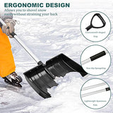 Snow Shovel for Driveway, Ergonomic Snow Shovel with Durable Aluminum Edge Blade,Large Portable Lightweight Emergency Car Snow Shovels for Garden, Camping, Car and Other Outdoor Activities-Black