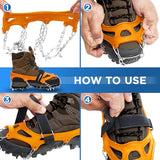 Premium crampons for Mountain Boots with 19 Stainless Steel Spikes - Professional Anti-Slip Boot Spikes for Snow & ice - Winter Spikes for Hiking Boot Shoes Ice (Light Orange with Plastic Bag, M)