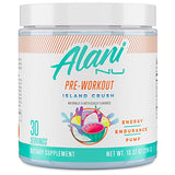 Alani Nu Pre Workout Powder Island Crush | Amino Energy Boost | Endurance Supplement | Sugar Free | 200mg Caffeine | L-Theanine, Beta-Alanine, Citrulline | 30 Servings