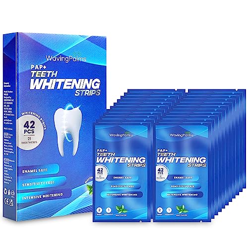 Whitening Strips for Teeth, 42 Upgraded Sensitivity Free Teeth Whitening Strips, Peroxide Free, 21 Treatments, Professional and Safe White Strips