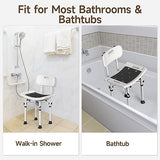 WAYES Shower Chair with Back, Cross-Brace Support, 500lbs, Tool-Free Assembly, Height Adjustable Bathtub Chair for Elderly, Shower Stool Fit for Standard Bathtub and Small Barthtub