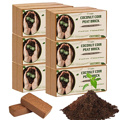 Legigo 12 Pack Premium Coco Coir Brick for Plants- 100% Organic Compressed Coconut Coir Bricks Starting Mix, Coco Coir Fiber Coconut Husk for Planting, Gardening, Potting Soil Substrate, Herbs