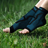 TechWare Pro Ankle Brace Compression Sleeve - Relieves Achilles Tendonitis, Joint Pain. Plantar Fasciitis Foot Sock with Arch Support Reduces Swelling & Heel Spur Pain. (Black/Blue, L/XL)