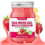 softbear Sea Moss Gel Strawberry Flavored 18 OZ - Wildcrafted Irish Sea Moss Gel Organic Raw 92 Minerals and Vitamins Non-GMO Gluten-Free Vegan Supplements Immune Digestive Support