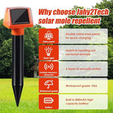 2024 Solar Mole Repellent Stakes, 4 Pack Ultrasonic Animal Repellent Outdoor with Flash Light for Mole Groundhog Vole Gopher Snake Armadillo, Waterproof Sonic Burrowing Mole Deterrent for Lawns Yard