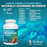 Dr. Berg Whole Food Multivitamin with Minerals - Daily Multivitamin for Men and Women - Includes Premium Whole Food Fruits and Vegetable Blend with Folate, Alpha-lipoic Acid and More - 60 Capsules