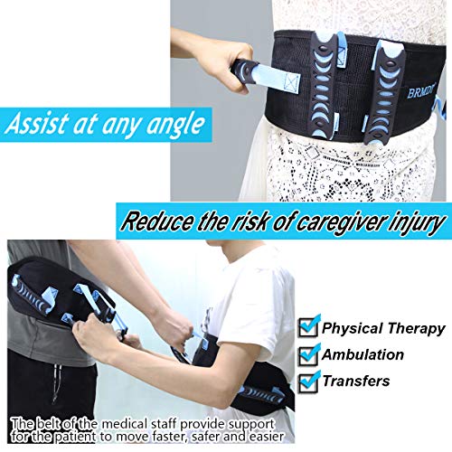 BRMDT Gait Belts Transfer Belts With Handle, Seat Belt for Wheel Chair - Safety Gait Patient Assist-Lift Gait Belt Transfer Belt with Handles, One-click Quick Release Locking Buckle (31"-54")