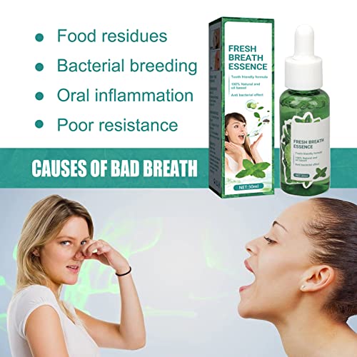 Oral Breath Serum, 2pcs Bad Breath Eliminating Serum 30ml Mint Purify Odor Herbal Extract Mild Portable Mouth Smell Removing Drop