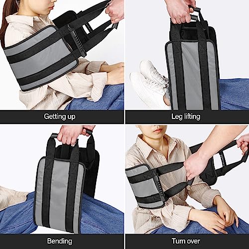 Transfer Nursing Sling for Patient,49.5'' Non-Slip Gait Belt with Padded Handles,Gait Belts Transfer Belts for Seniors,Mobility Standing and Lifting Aid for Disabled, Elderly, Injured Pet (Grey)