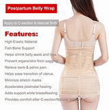 2 in 1 Postpartum Belly Wrap Support Recovery Belt - Belly Band for Postnatal, Pregnancy, Maternity - Girdles for Women Body Shaper - Post Partum Waist Shapewear Belt(Beige,One Size)