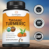 USDA Certified Organic Turmeric Supplement – Includes Organic Turmeric & Organic Black Pepper – 1,400mg of Turmeric per Serving - 180 Count (Pack of 1)