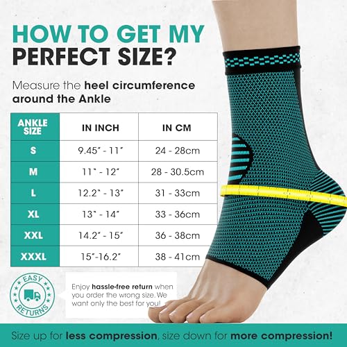 Modvel 2 Pack Ankle Brace Compression Sleeve | Injury Recovery, Joint Pain | FSA or HSA eligible | Achilles Tendon Support, Plantar Fasciitis Foot Socks with Arch Support