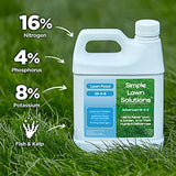 Advanced 16-4-8 Lawn Fertilizer - Liquid Lawn Food Spring & Summer Concentrated Spray - Any Grass Type- Fish and Seaweed Kelp- Balanced NPK - Simple Lawn Solutions (1 Quart)