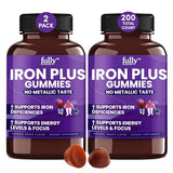 FULLY NUTRITION Iron Gummies Supplements for Adults (Women, Men) and Kids – Grape Flavor- Supports Anemia, Energy and Focus Levels – 200 Count