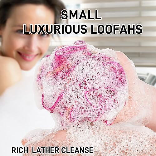 20 Pack Mini Shower Loofah Bath Sponge 20G, Soft Travel Nylon Mesh Puff for Body Wash, Loofah Shower Exfoliating Scrubber Pouf for Women and Men, Full Cleanse, Beauty Bathing Accessories