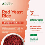 Red Yeast Rice 1200mg with CoQ10 & Flush Free Niacin 120 Vegetarian Capsules - Non Irradiated, Citrinin Free
