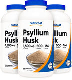 Nutricost Psyllium Husk 1500mg, 500 Capsules (3 Bottles)
