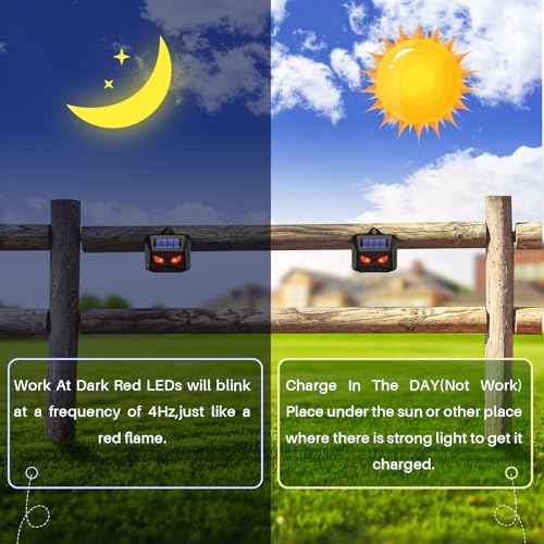 2024 Upgraded Solar Animal Repellent Outdoor,Racoon Repellent Outdoor Coyote Deterrent Deer Repellent Devices Predator Lights for Chicken Coop Farm Garden Yard Scare Away Racoon Skunk,4 Pack