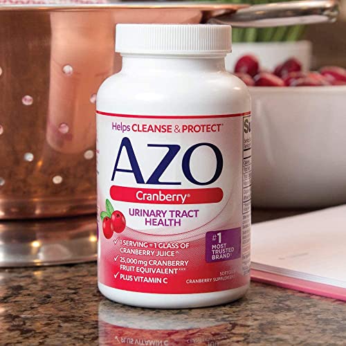 AZO Cranberry Urinary Tract Health Supplement, 1 Serving : 1 Glass of Cranberry Juice, Sugar Free Cranberry Pills, Non-GMO, 3 Month Supply, 100 Softgels (Pack of 2)